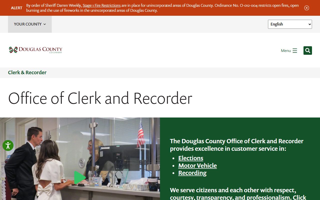 Douglas County Clerk and Recorder office in Castle Rock