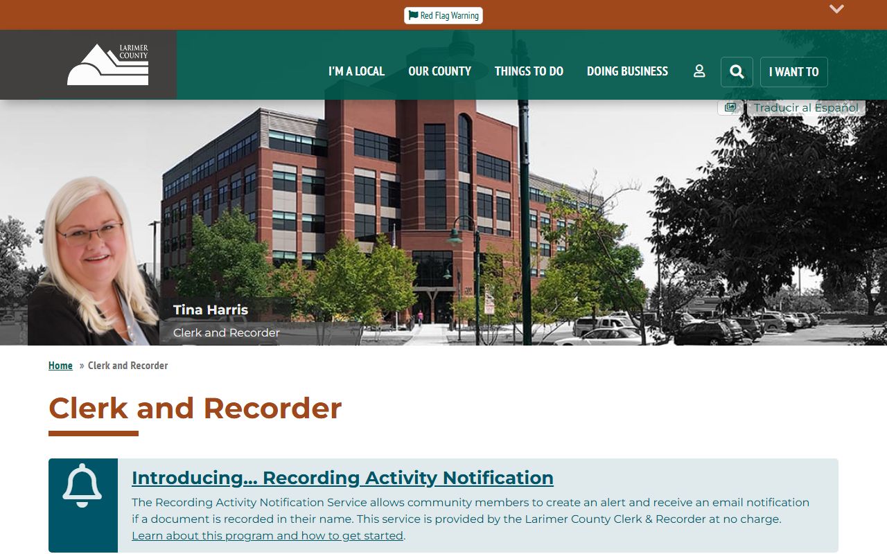 Larimer County Clerk and Recorder office where Fort Collins property records are kept