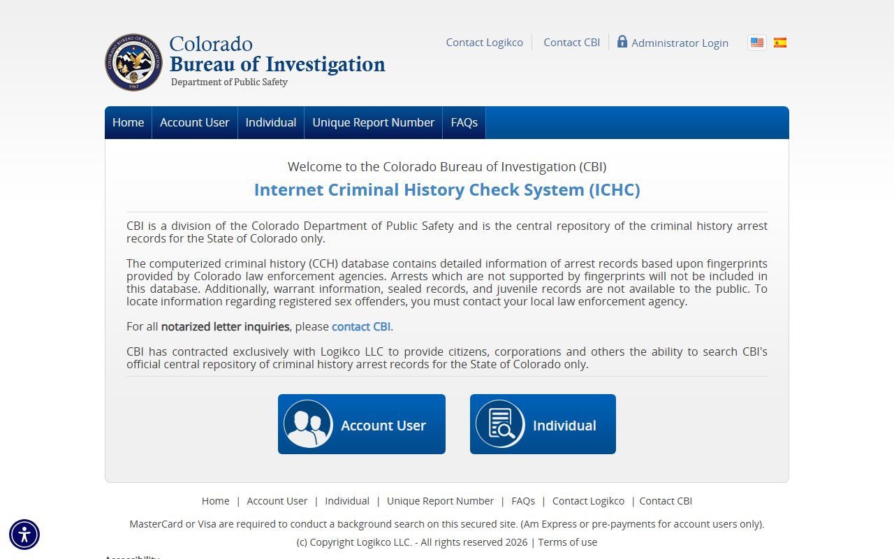 CBI criminal history check portal for Colorado
