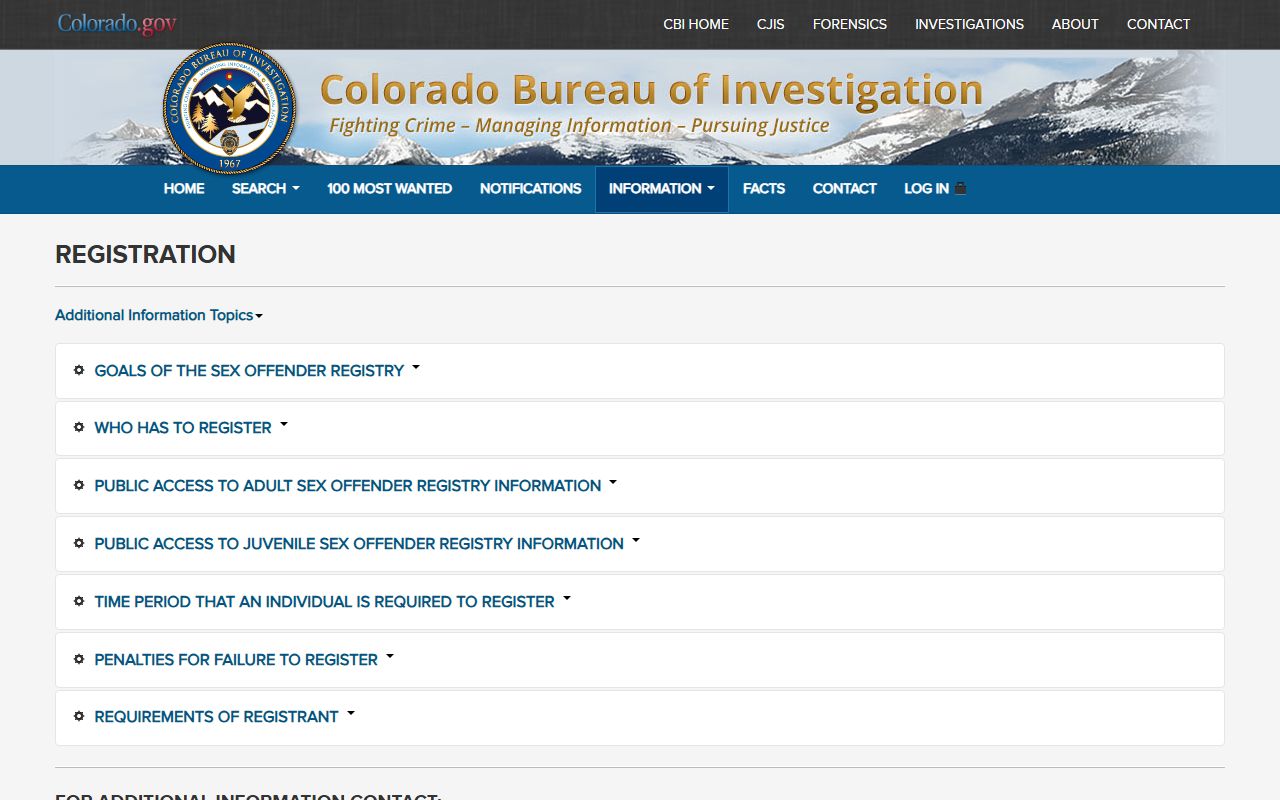 CBI sex offender registry information portal