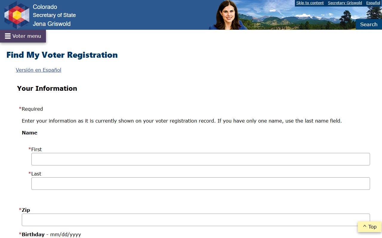 Colorado voter registration lookup tool for Centennial residents