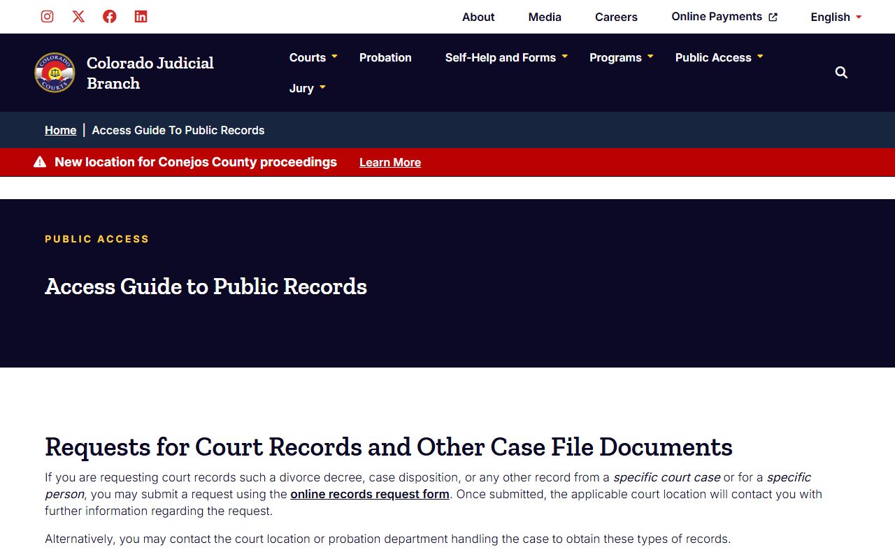Colorado Judicial Branch public records access guide